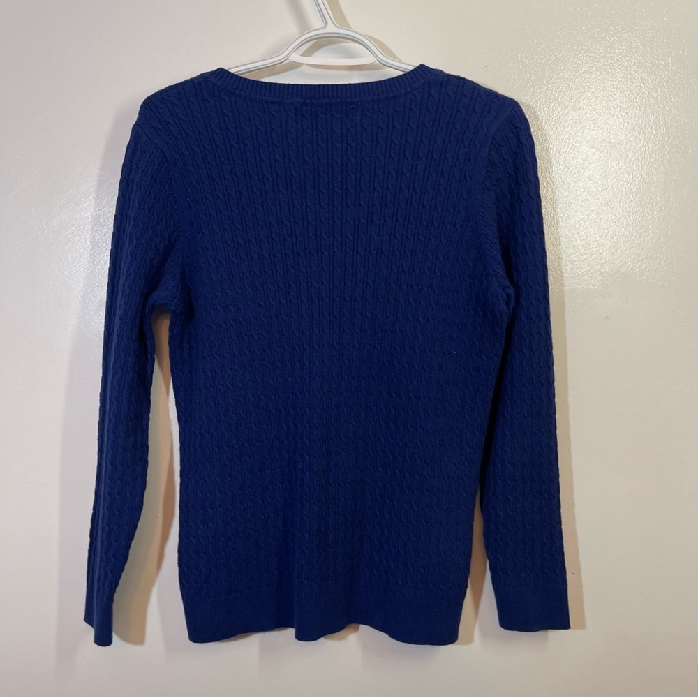 Karen Scott Navy Blue Cable Knit Sweater Women’s Size Medium 100% Cotton - Picture 2 of 13